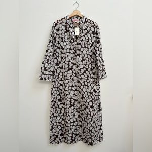 Virginia Johnson Caftan in Brown Dandelion print. 100% cotton, Beach Coverup